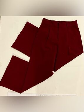 Boston Proper Men's Burgundy Dress Pants - Tailored Front Pleats